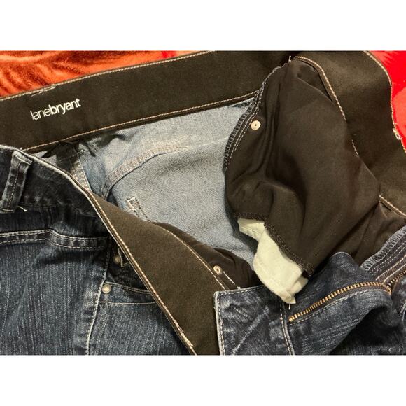 Lane Bryant Blue Jeans Women Sz 20 Short Wide Legged Dark Wash Stretch - Picture 7 of 10